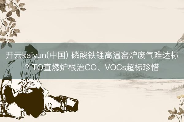 开云kaiyun(中国) 磷酸铁锂高温窑炉废气难达标? TO直燃炉根治CO、VOCs超标珍惜
