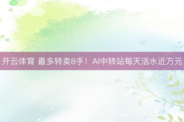 开云体育 最多转卖8手!AI中转站每天活水近万元