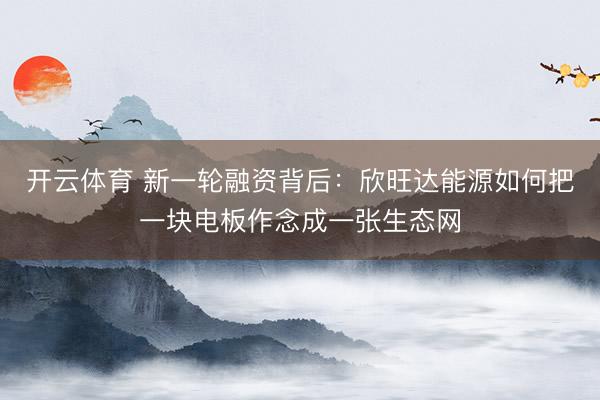 开云体育 新一轮融资背后：欣旺达能源如何把一块电板作念成一张生态网