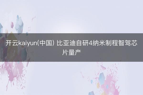 开云kaiyun(中国) 比亚迪自研4纳米制程智驾芯片量产