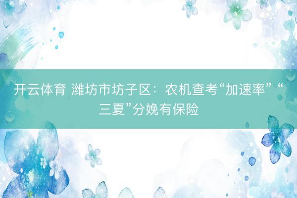 开云体育 潍坊市坊子区：农机查考“加速率” “三夏”分娩有保险