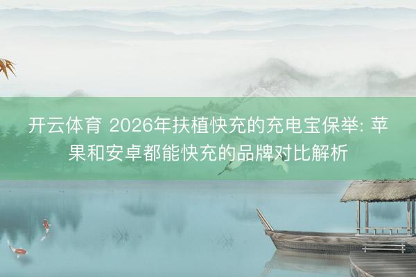 开云体育 2026年扶植快充的充电宝保举: 苹果和安卓都能快