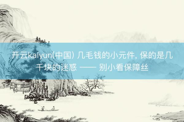 开云kaiyun(中国) 几毛钱的小元件， 保的是几千块的迷惑 —— 别小看保障丝